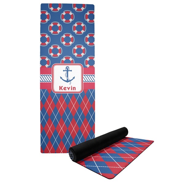 Custom Buoy & Argyle Print Yoga Mat (Personalized)