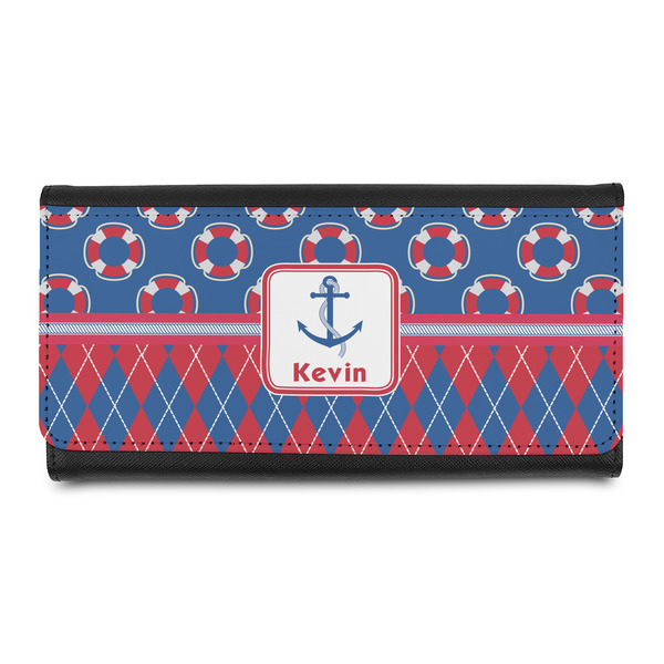 Custom Buoy & Argyle Print Leatherette Ladies Wallet (Personalized)