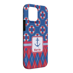 Buoy & Argyle Print iPhone Case - Rubber Lined - iPhone 13 Pro Max (Personalized)