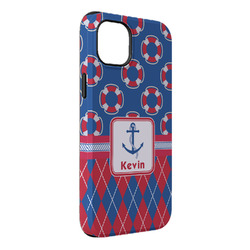Buoy & Argyle Print iPhone Case - Rubber Lined - iPhone 14 Plus (Personalized)
