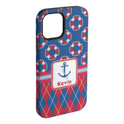 Buoy & Argyle Print iPhone Case - Rubber Lined - iPhone 15 Plus (Personalized)