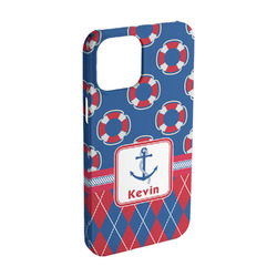 Buoy & Argyle Print iPhone Case - Plastic - iPhone 15 Pro (Personalized)