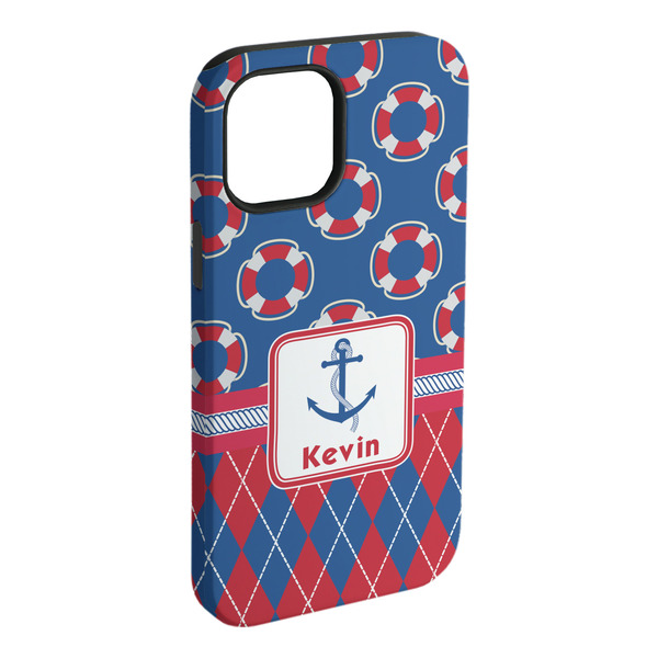 Custom Buoy & Argyle Print iPhone Case - Rubber Lined (Personalized)