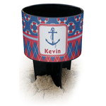 Buoy & Argyle Print Black Beach Spiker Drink Holder (Personalized)