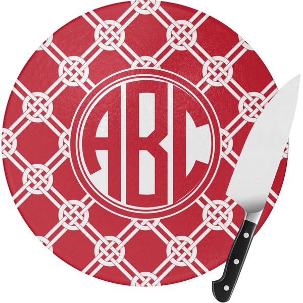 Custom Celtic Knot Round Glass Cutting Board - Small (Personalized)