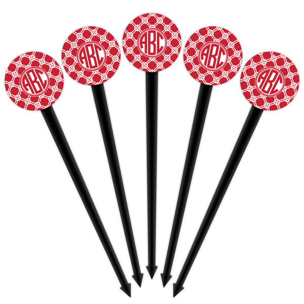 Celtic Knot Black Plastic 4" Food Pick - Round - Fan View