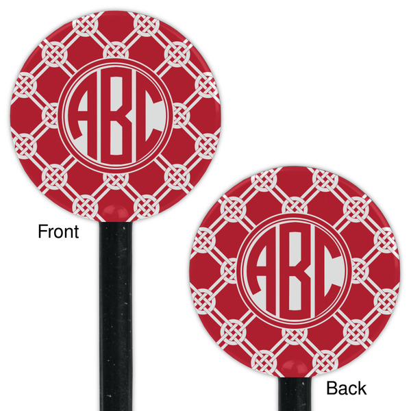 Celtic Knot Black Plastic 5.5" Stir Stick - Double Sided - Round - Front & Back