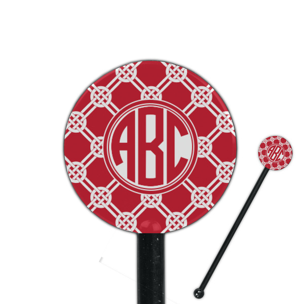 Custom Celtic Knot 5.5" Round Plastic Stir Sticks - Black - Single Sided (Personalized)