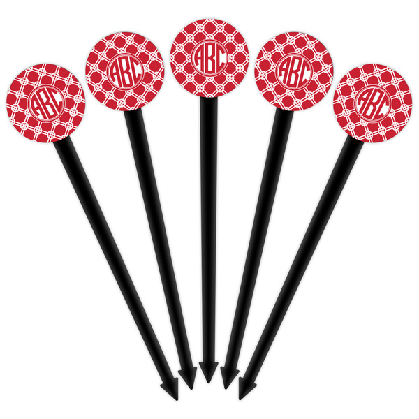 Celtic Knot Black Plastic 6" Food Pick - Round - Fan View