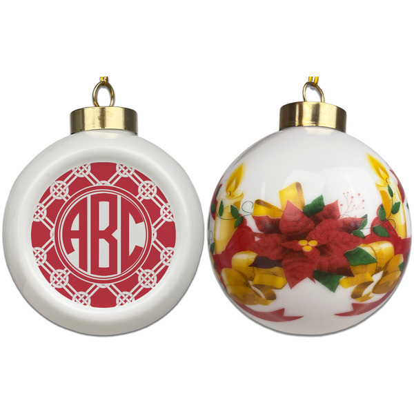 Celtic Knot Ceramic Christmas Ornament - Poinsettias (APPROVAL)