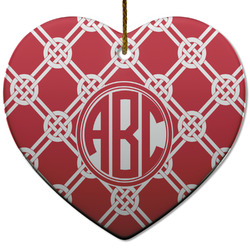 Celtic Knot Heart Ceramic Ornament w/ Monogram