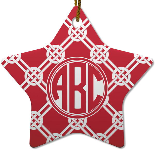 Custom Celtic Knot Star Ceramic Ornament w/ Monogram