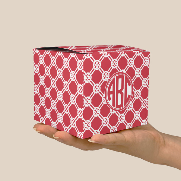 Celtic Knot Cube Favor Gift Box - On Hand - Scale View