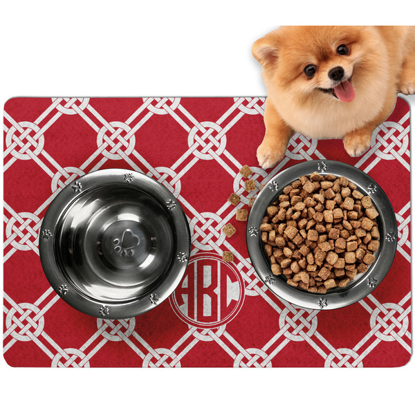 Custom Celtic Knot Dog Food Mat - Small w/ Monogram