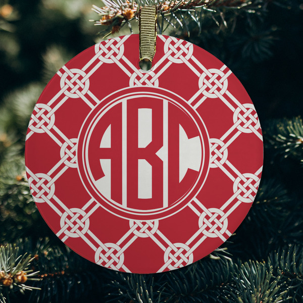 Celtic Knot Frosted Glass Ornament - Round (Lifestyle)