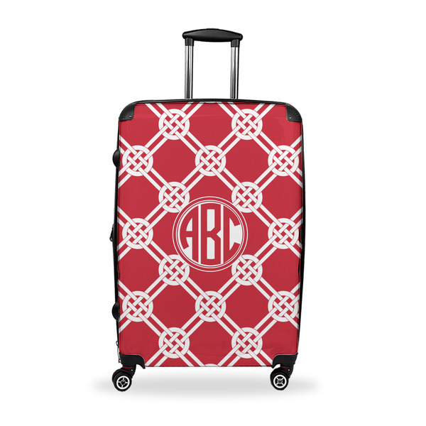 Custom Celtic Knot Suitcase - 28" Large - Checked w/ Monogram