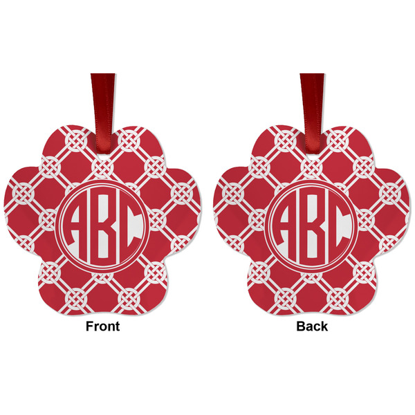 Celtic Knot Metal Paw Ornament - Front and Back