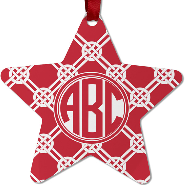 Custom Celtic Knot Metal Star Ornament - Double Sided w/ Monogram