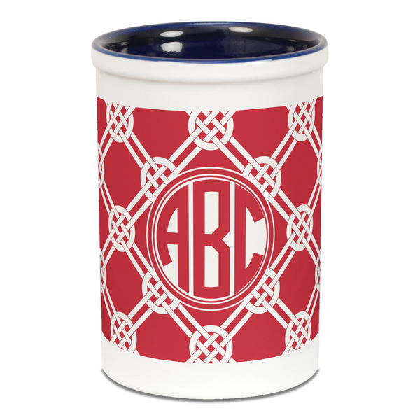 Custom Celtic Knot Ceramic Pencil Holders - Blue