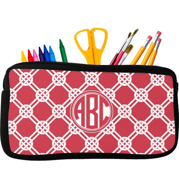 Custom Celtic Knot Neoprene Pencil Case - Small w/ Monogram
