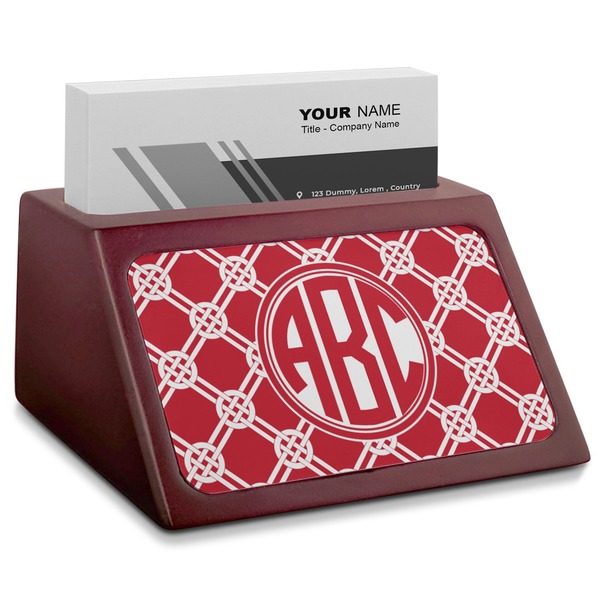Custom Celtic Knot Red Mahogany Business Card Holder (Personalized)