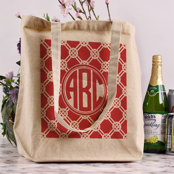 Celtic Knot Reusable Cotton Grocery Bag - In Context
