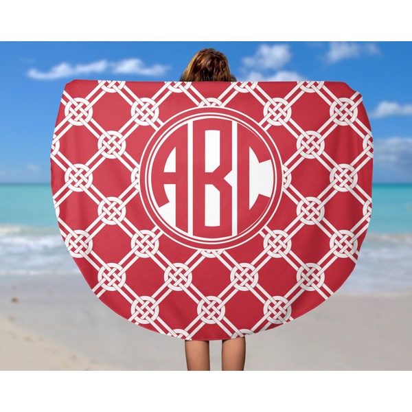 Celtic Knot Round Beach Towel - In Use