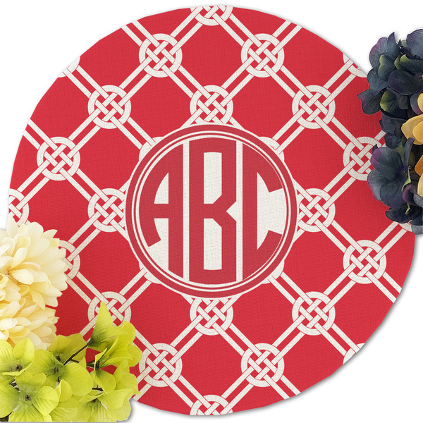 Celtic Knot Round Linen Placemats - Front (w flowers)