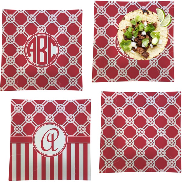 Custom Celtic Knot Set of 4 Glass Square Lunch / Dinner Plate 9.5" (Personalized)