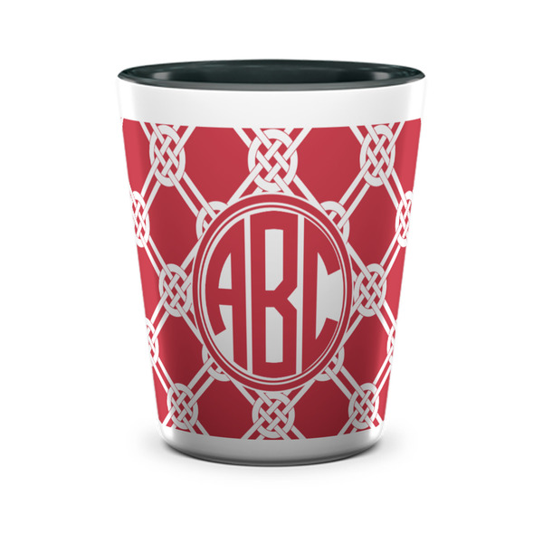 Custom Celtic Knot Ceramic Shot Glass - 1.5 oz - Two Tone - Set of 4 (Personalized)