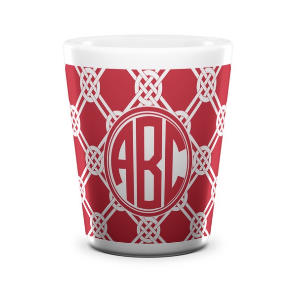 Custom Celtic Knot Ceramic Shot Glass - 1.5 oz - White - Single (Personalized)