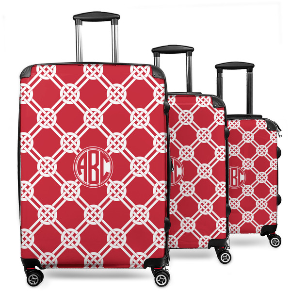 Custom Celtic Knot 3 Piece Luggage Set - 20" Carry On, 24" Medium Checked, 28" Large Checked (Personalized)