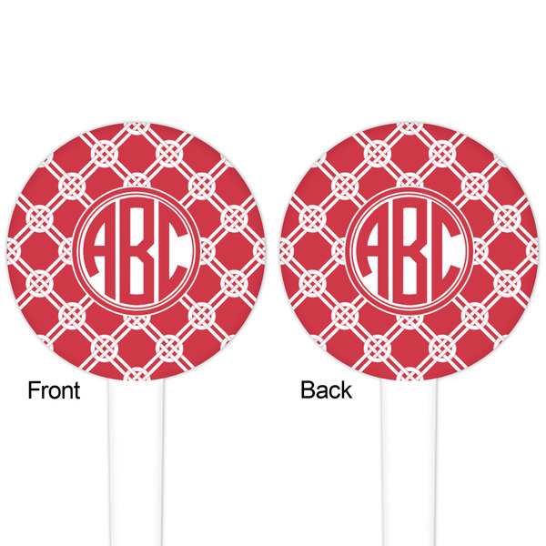 Celtic Knot White Plastic 4" Food Pick - Round - Double Sided - Front & Back