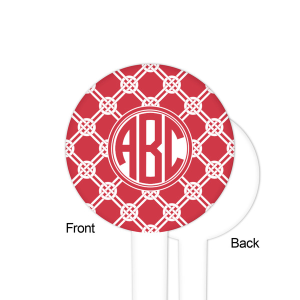 Celtic Knot White Plastic 4" Food Pick - Round - Single Sided - Front & Back