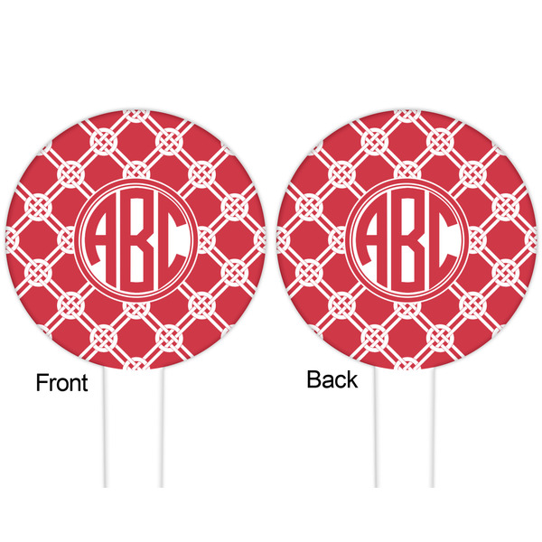 Celtic Knot White Plastic 6" Food Pick - Round - Double Sided - Front & Back