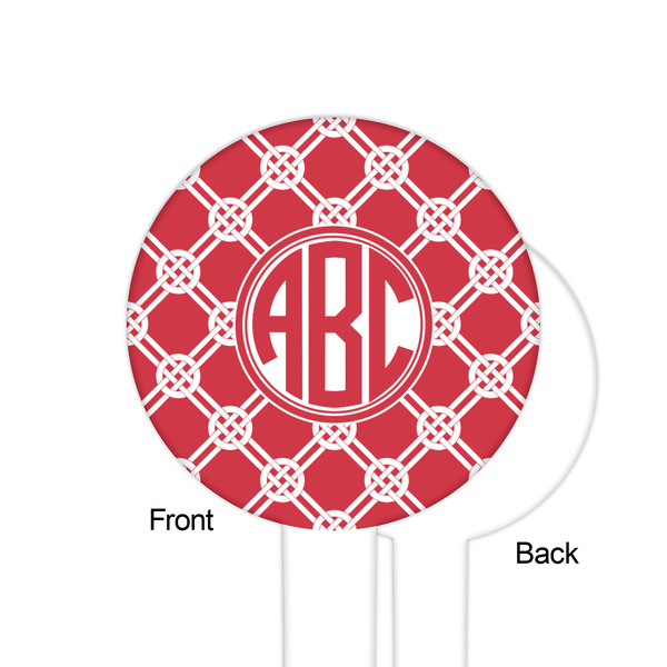 Celtic Knot White Plastic 6" Food Pick - Round - Single Sided - Front & Back