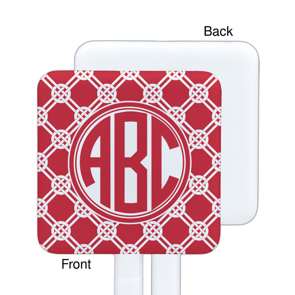 Celtic Knot White Plastic Stir Stick - Single Sided - Square - Approval