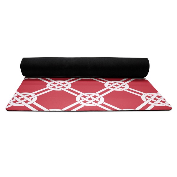 Celtic Knot Yoga Mat Rolled up Black Rubber Backing