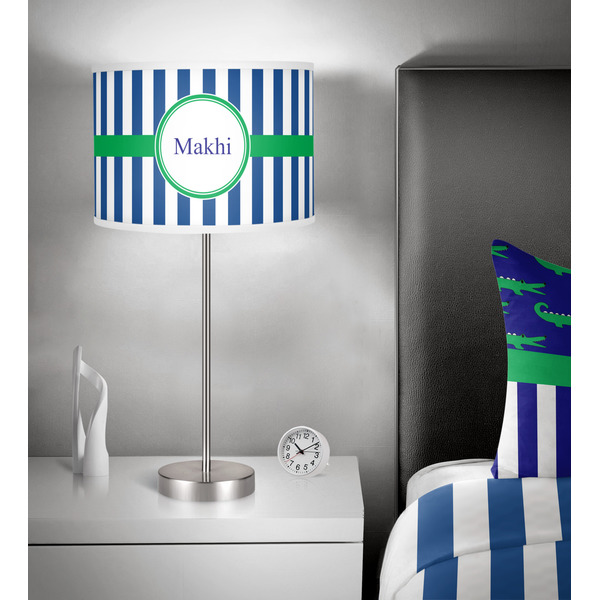 Stripes 13 inch drum lamp shade - in room