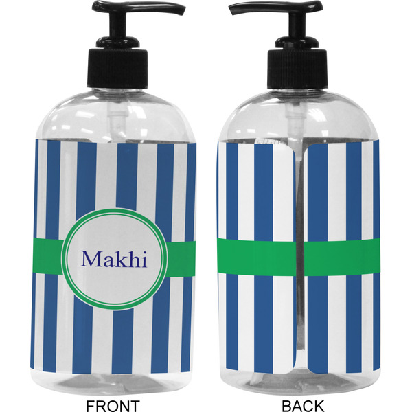 Stripes 16 oz Plastic Liquid Dispenser (Approval) - Black