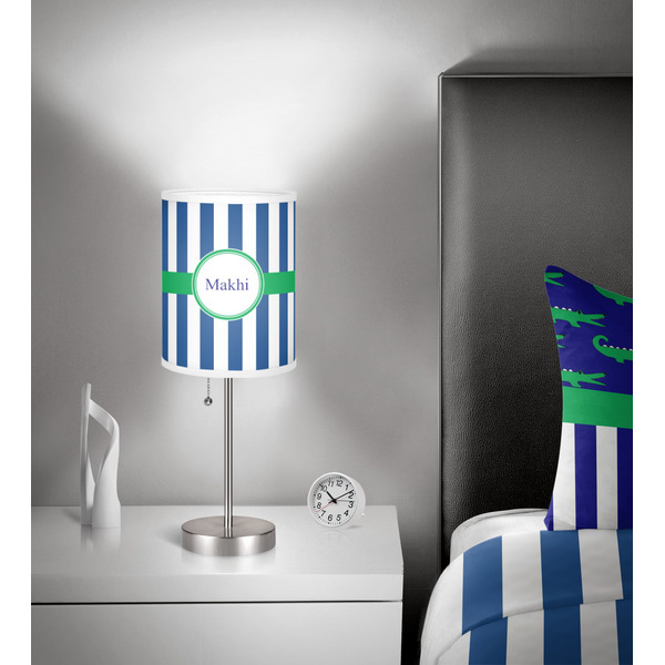 Stripes 7 inch drum lamp shade - in room