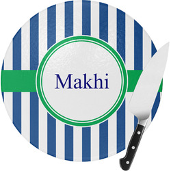 Stripes Round Glass Cutting Board - Small (Personalized)