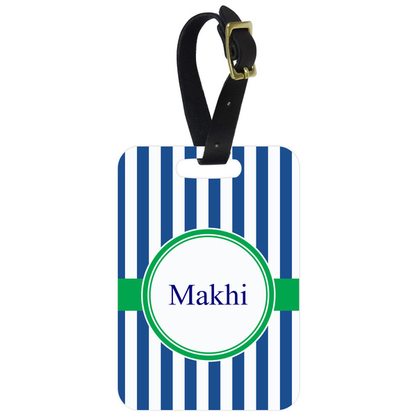 Custom Stripes Metal Luggage Tag w/ Name or Text