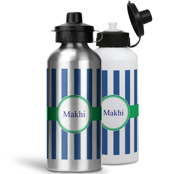 Stripes Aluminum Water Bottles - MAIN (white &silver)