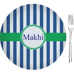 Stripes 8" Glass Appetizer / Dessert Plates - Single or Set (Personalized)