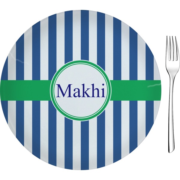 Custom Stripes Glass Appetizer / Dessert Plate 8" (Personalized)