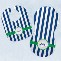 Stripes Baby Bib & Burp Set w/ Name or Text