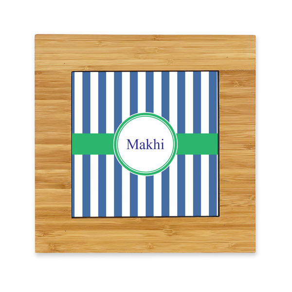 Custom Stripes Bamboo Trivet with Ceramic Tile Insert (Personalized)