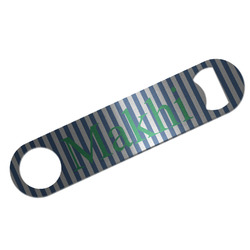 Stripes Bar Bottle Opener - Silver w/ Name or Text