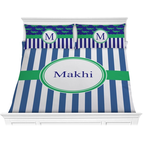 Custom Stripes Comforter Set - King (Personalized)